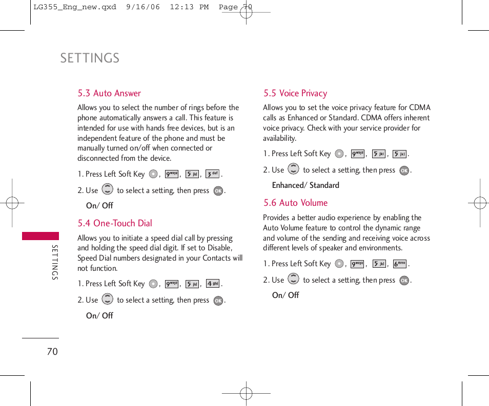 Settings | LG 355 User Manual | Page 72 / 102