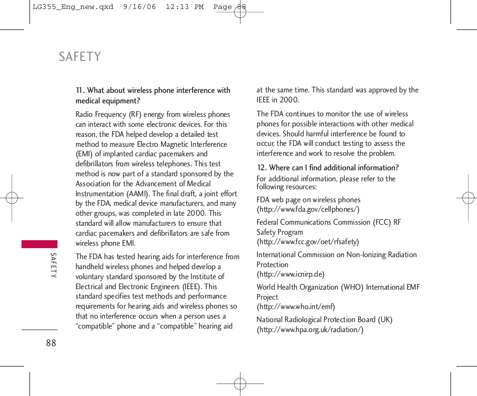 Safety | LG 355 User Manual | Page 90 / 102