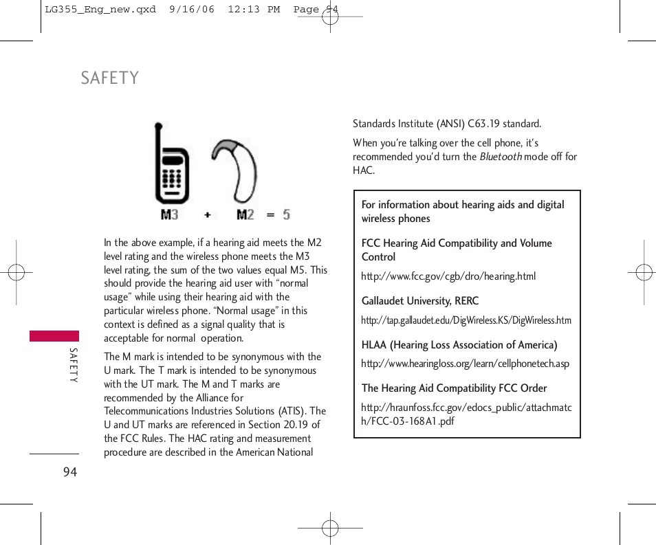 Safety | LG 355 User Manual | Page 96 / 102