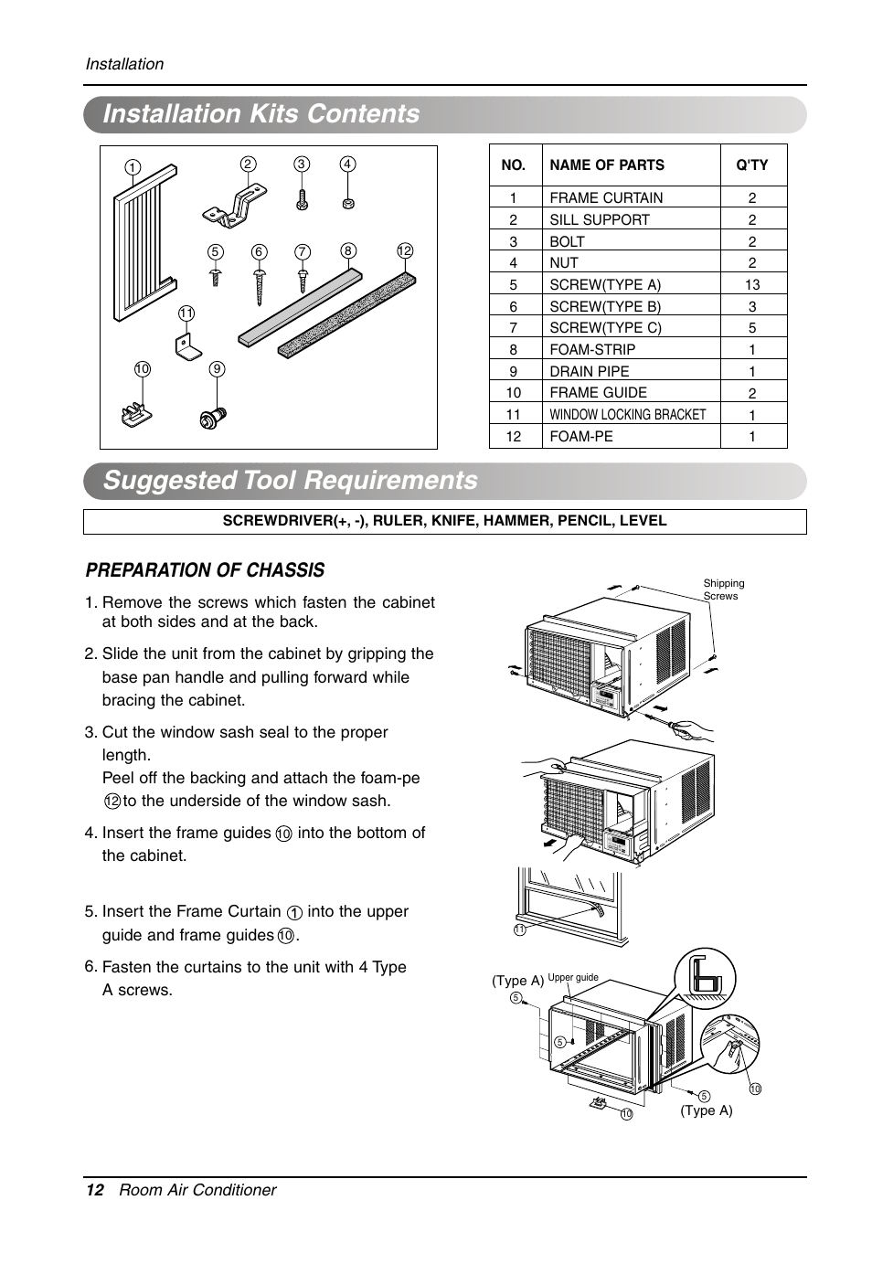 Preparation of chassis | LG Air Conditioner LW701 HR User Manual | Page 12 / 44