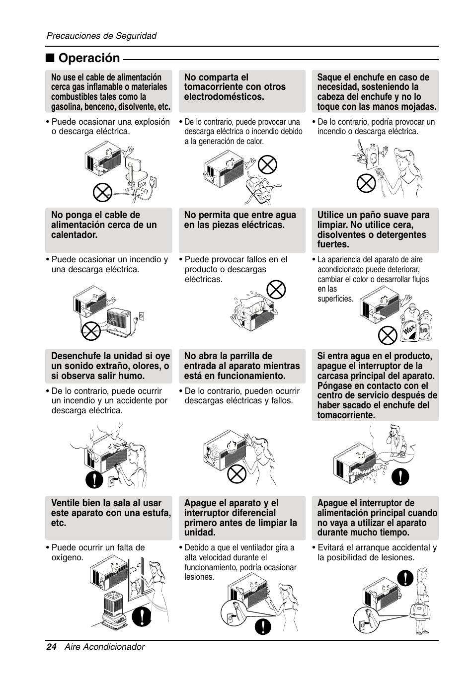 Operación | LG Air Conditioner LW701 HR User Manual | Page 24 / 44