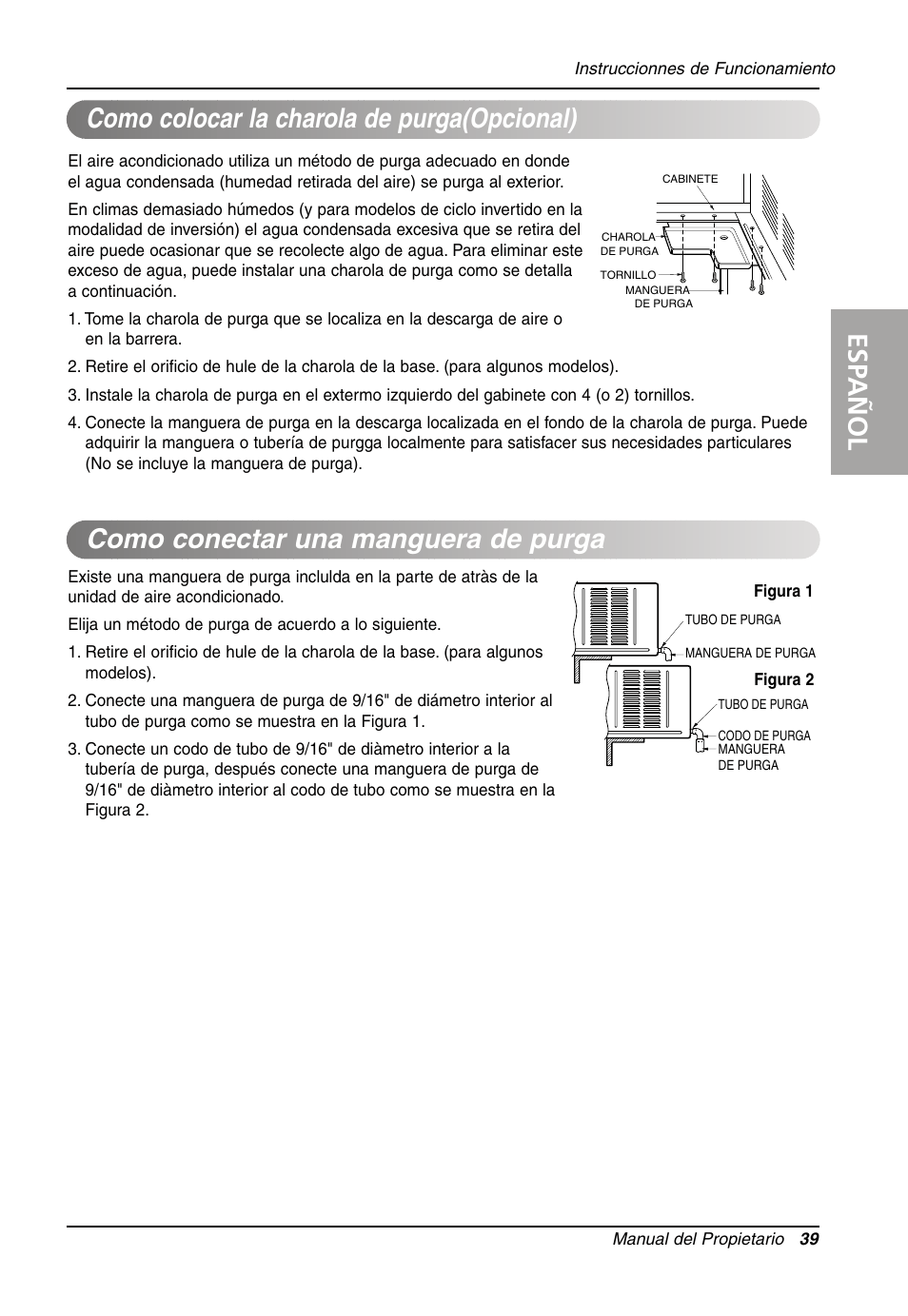Esp añol | LG Air Conditioner LW701 HR User Manual | Page 39 / 44