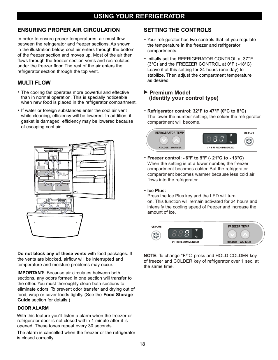 Using your refrigerator | LG LRBC2051 User Manual | Page 18 / 35