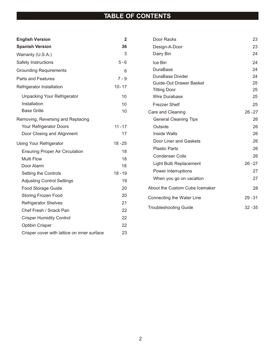 LG LRBC2051 User Manual | Page 2 / 35
