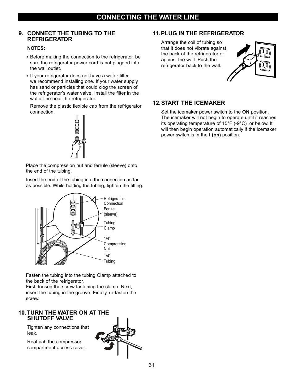 Connecting the water line | LG LRBC2051 User Manual | Page 31 / 35