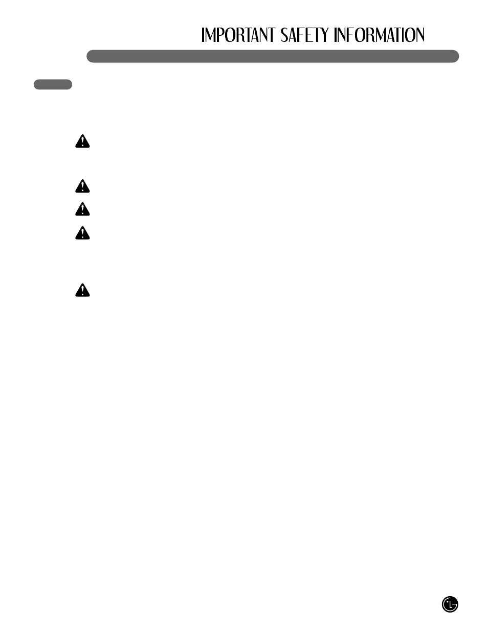 Wdanger, Wwarning w w warning, Wcaution | LG LFX25980 User Manual | Page 3 / 132