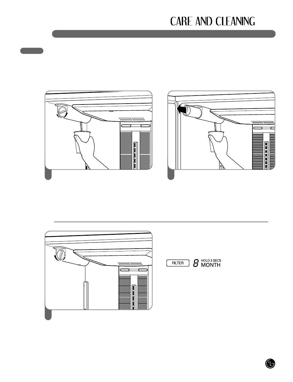 Care and cleaning, 35 replacing the water filter | LG LFX25980 User Manual | Page 35 / 132