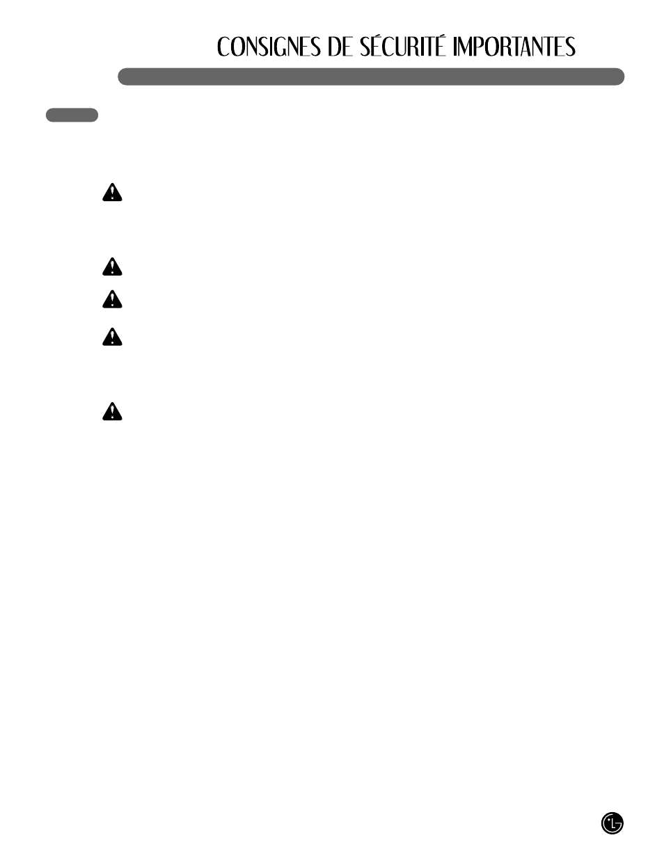 Wdanger, Wavertissement w w avertissement, Wmise en garde | LG LFX25980 User Manual | Page 47 / 132