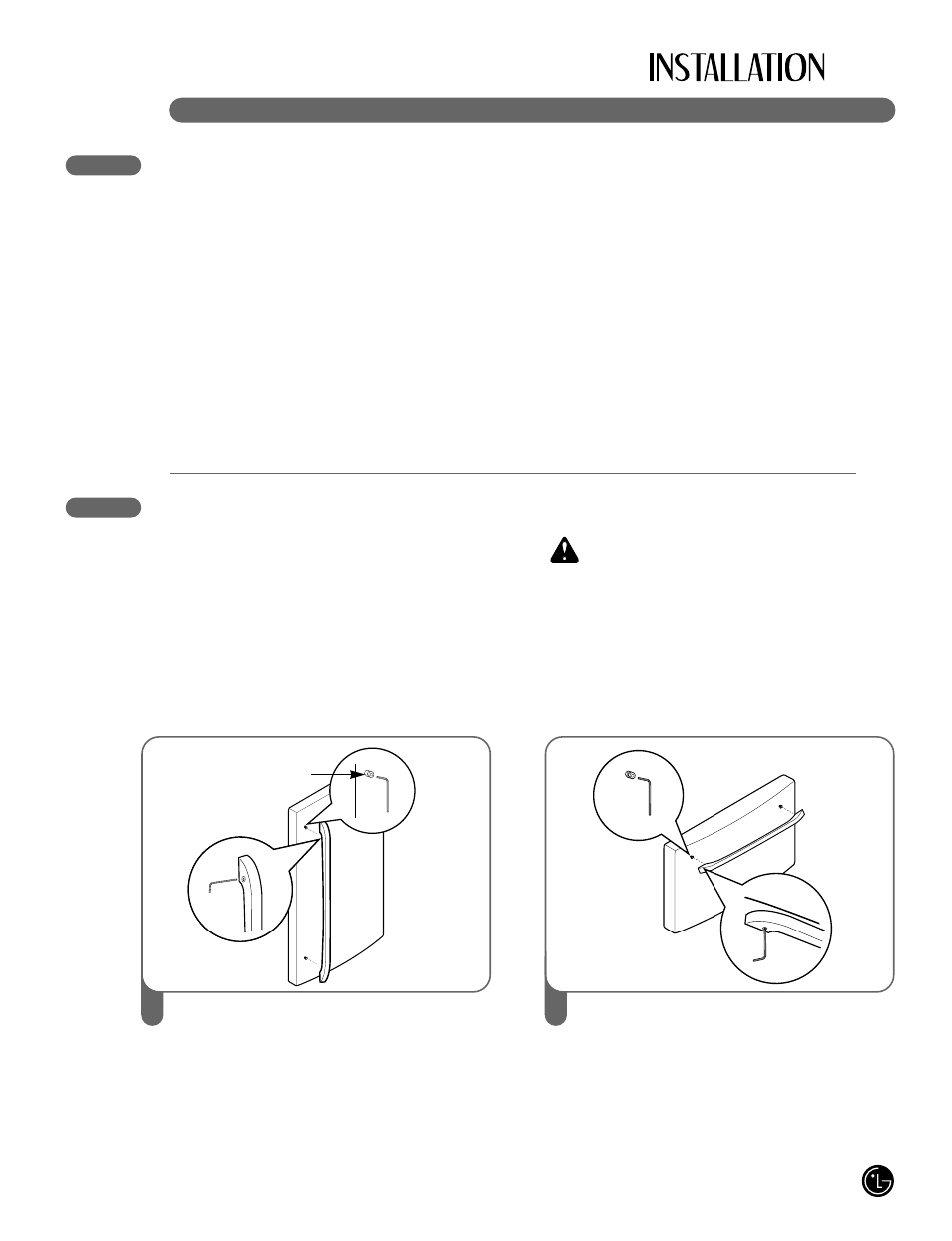 Wmise en garde, 53 revêtement de sol, Enlèvement des poignées | LG LFX25980 User Manual | Page 53 / 132