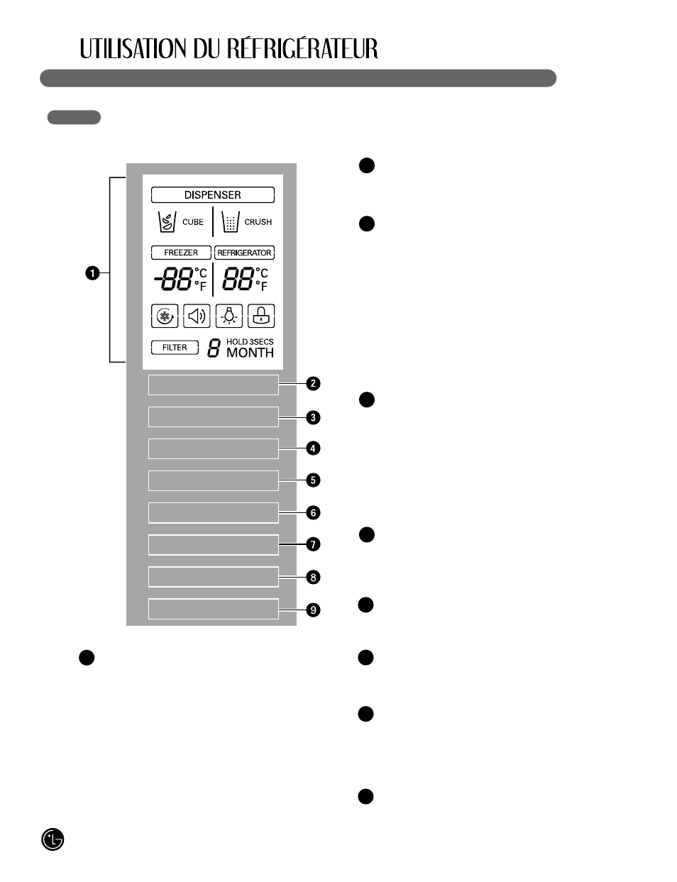 Fonctions du panneau de commande | LG LFX25980 User Manual | Page 64 / 132