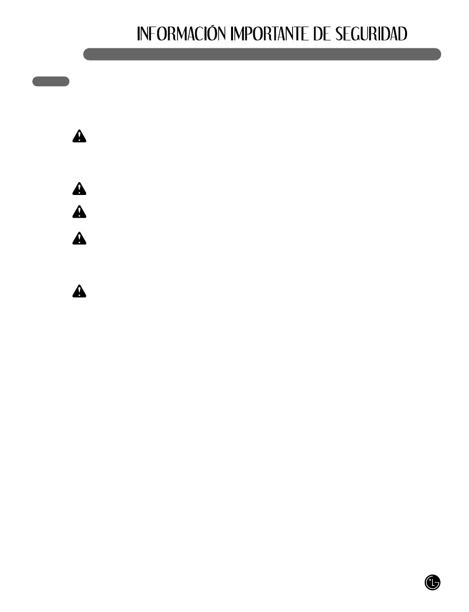 Wpeligro, Wadvertencia w w advertencia, Wprecaución | LG LFX25980 User Manual | Page 89 / 132