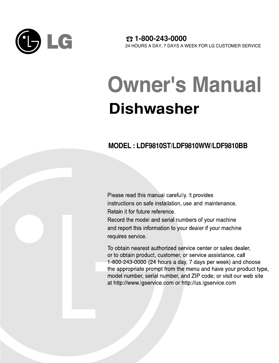 LG LDF9810BB User Manual | 48 pages