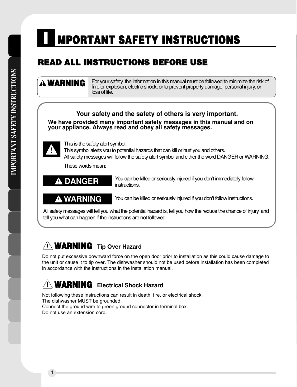 LG LDF9810BB User Manual | Page 4 / 48