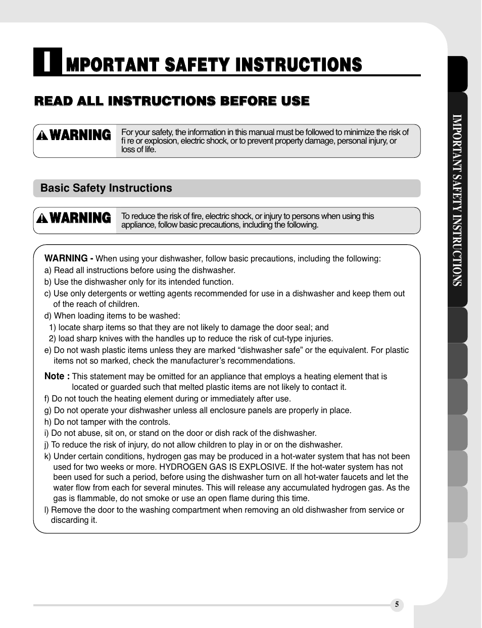 LG LDF9810BB User Manual | Page 5 / 48