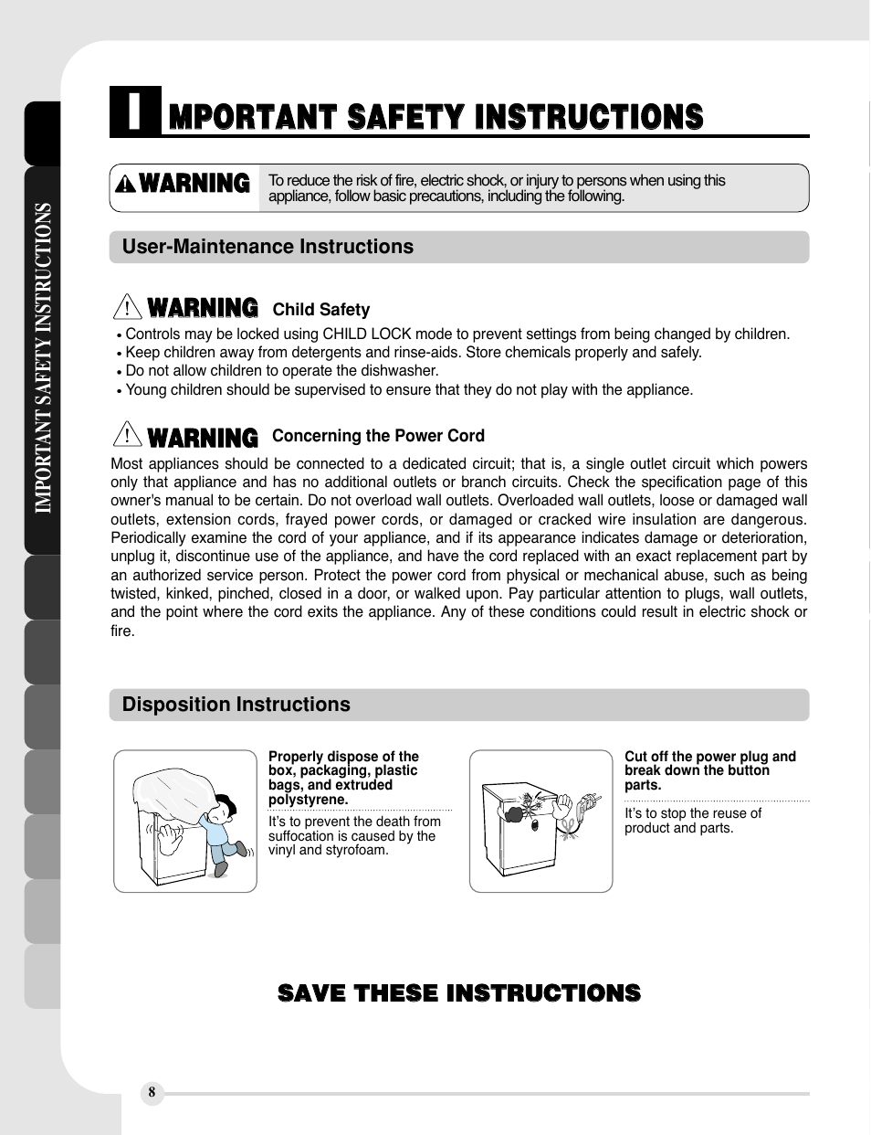 LG LDF9810BB User Manual | Page 8 / 48