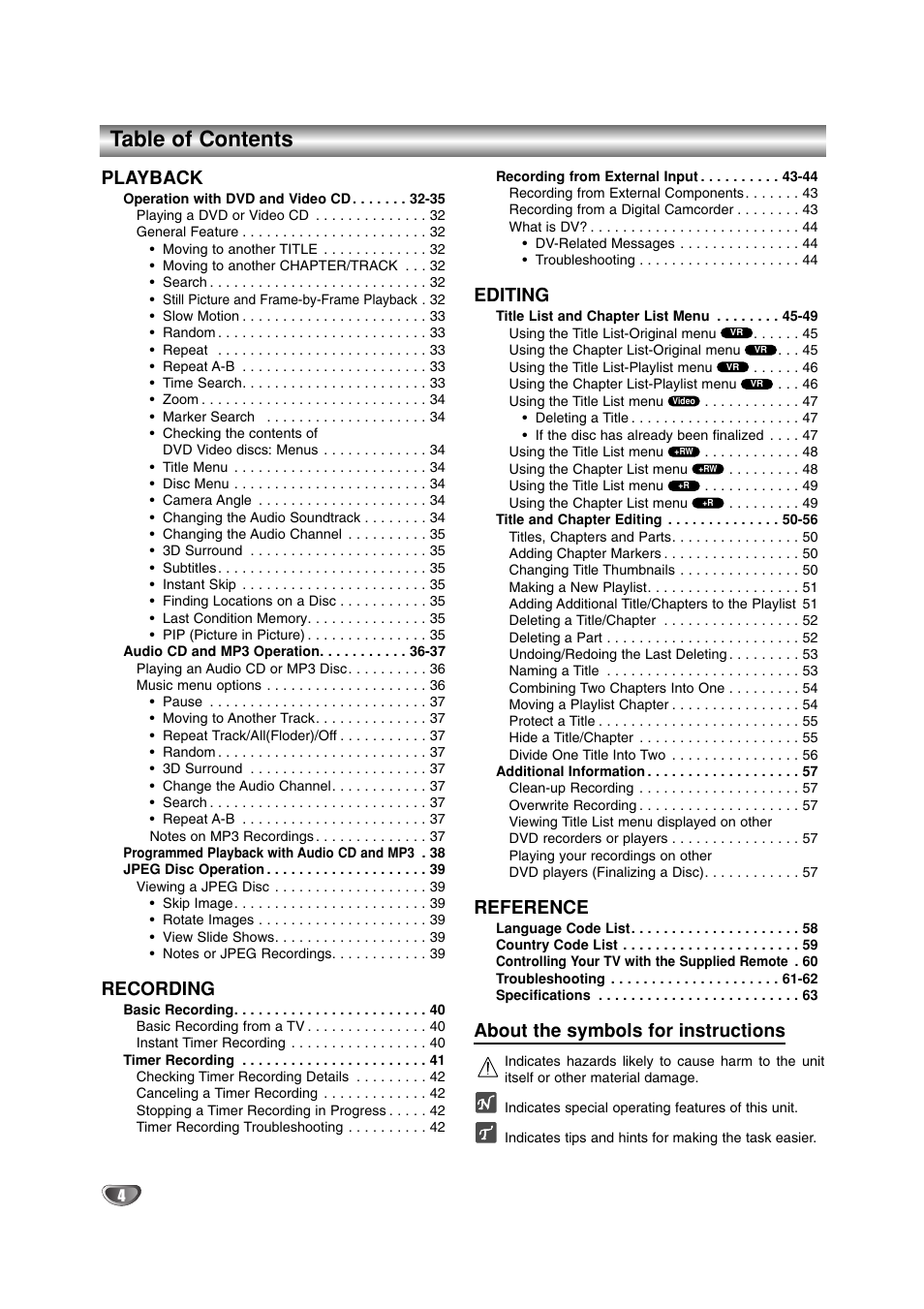 LG DR4912 User Manual | Page 4 / 64