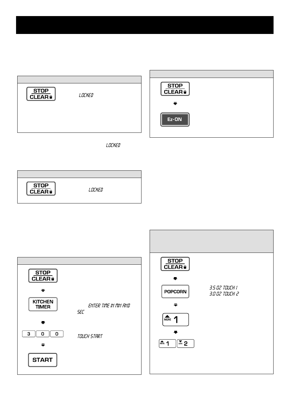 Using your microwave oven, Ez-on, Child lock | Kitchen timer, More/less | LG LRM1230B User Manual | Page 12 / 28
