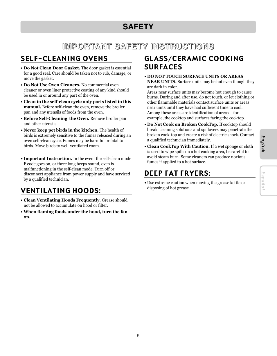 LG LRE30451SW User Manual | Page 5 / 70