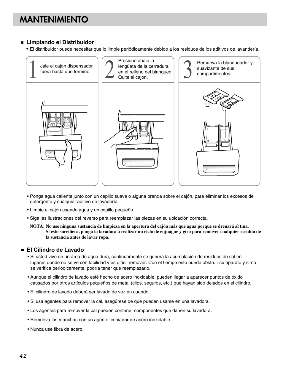 Mantenimiento | LG WM2016C User Manual | Page 42 / 48