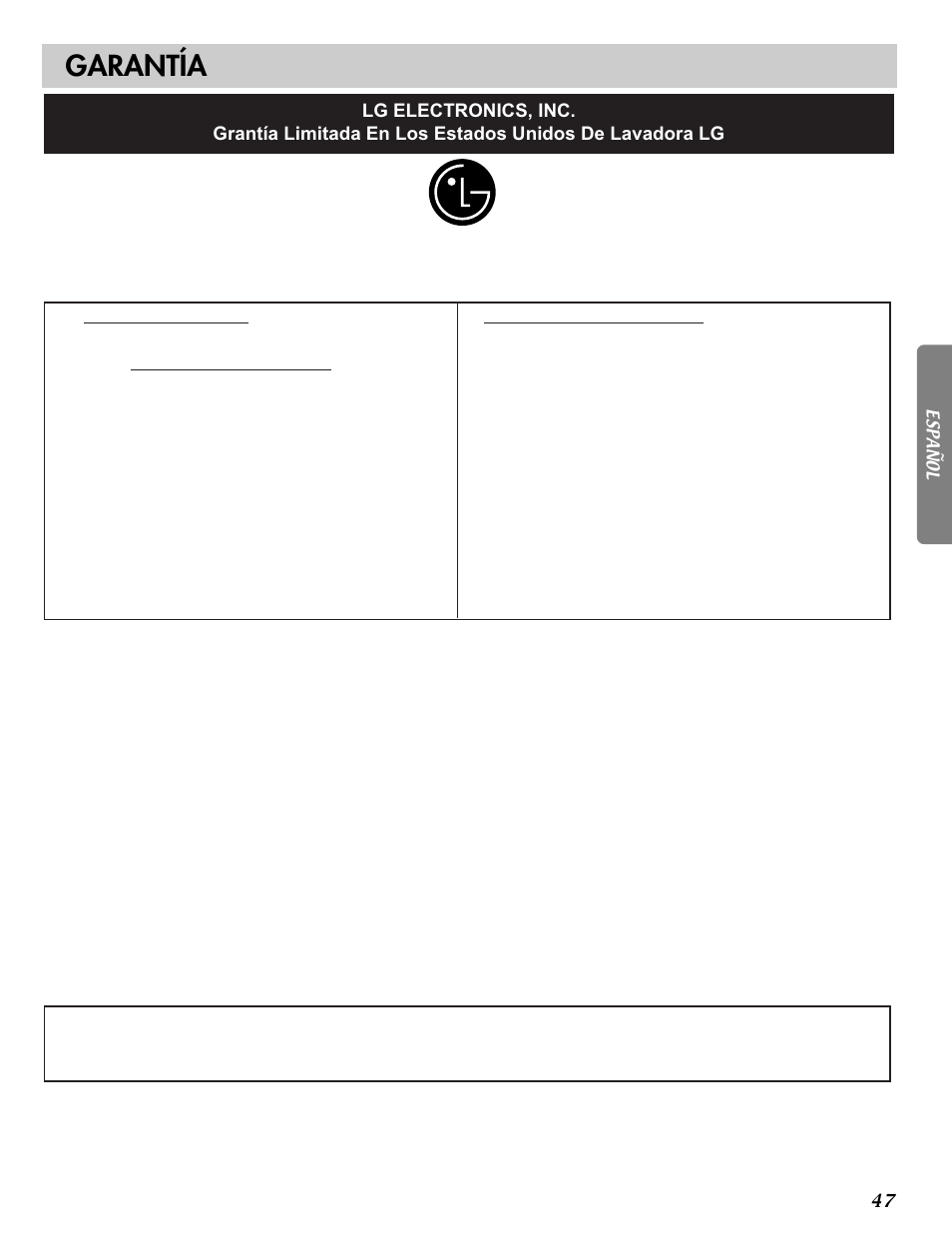 Garantía | LG WM2016C User Manual | Page 47 / 48