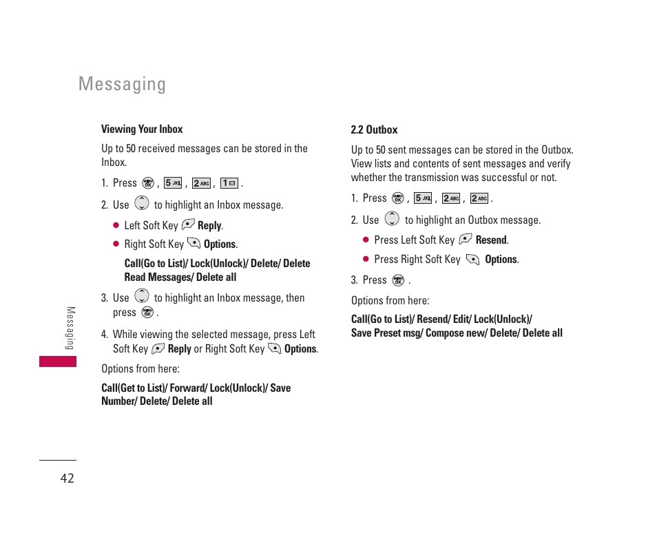Messaging | LG 150 User Manual | Page 43 / 76