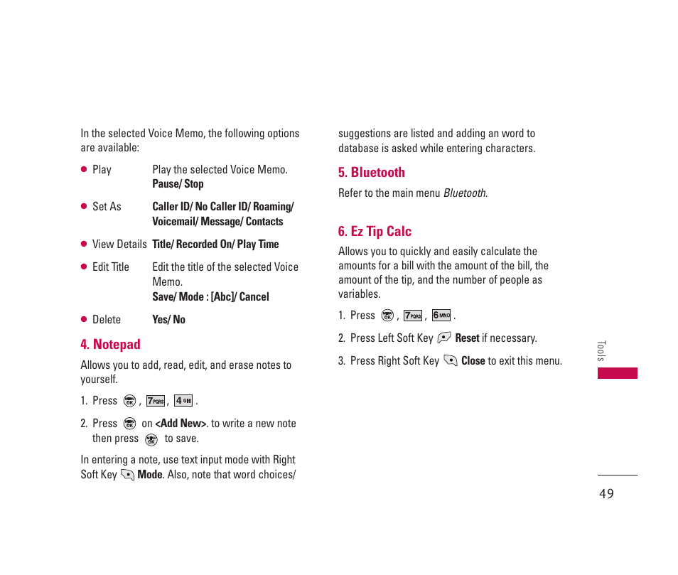 LG 150 User Manual | Page 50 / 76