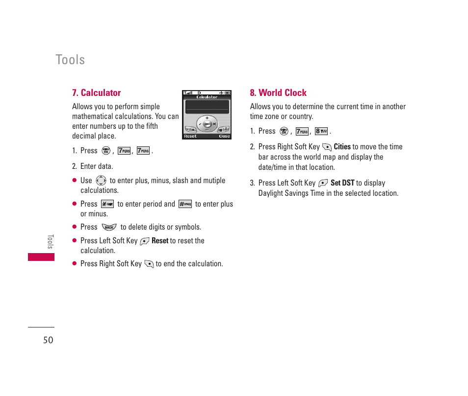 Tools | LG 150 User Manual | Page 51 / 76