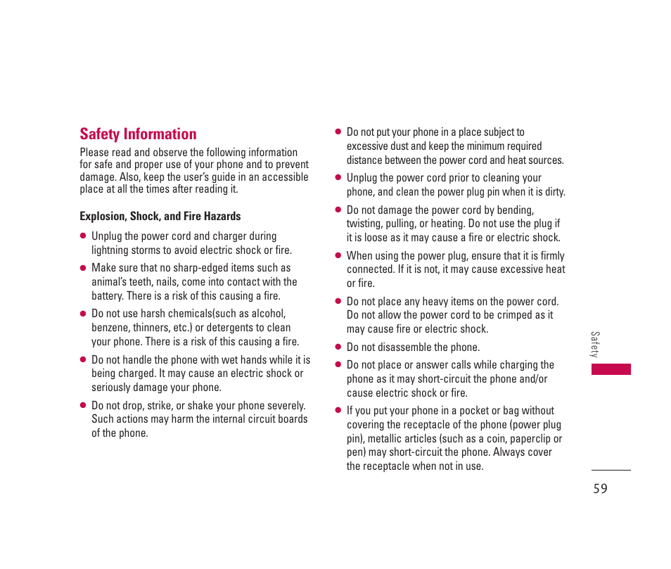 Safety information | LG 150 User Manual | Page 60 / 76
