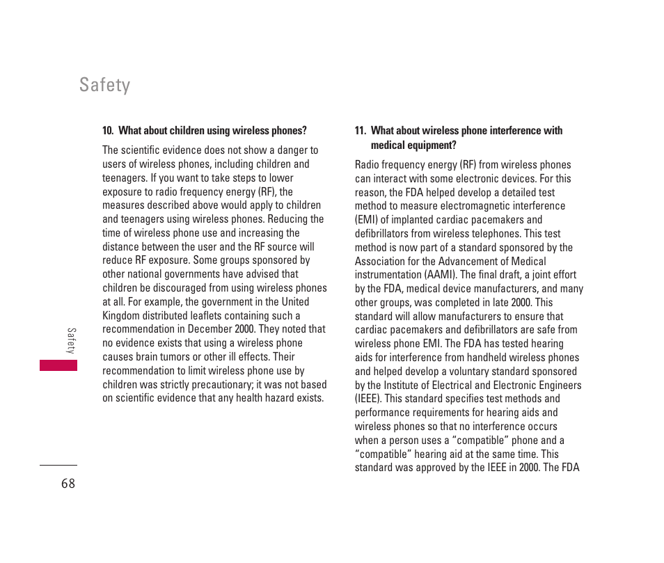 Safety | LG 150 User Manual | Page 69 / 76