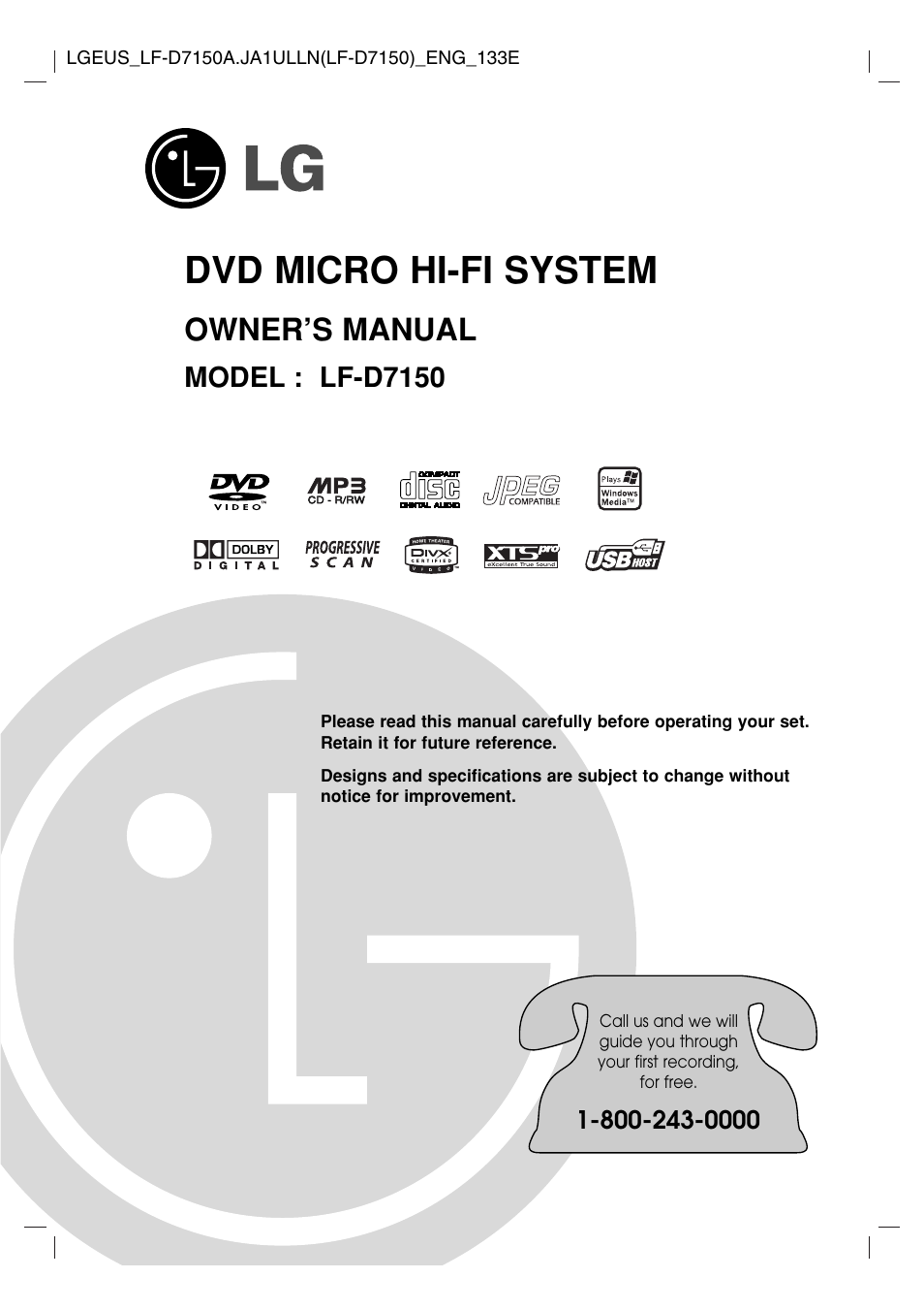 LG LF-D7150 User Manual | 28 pages