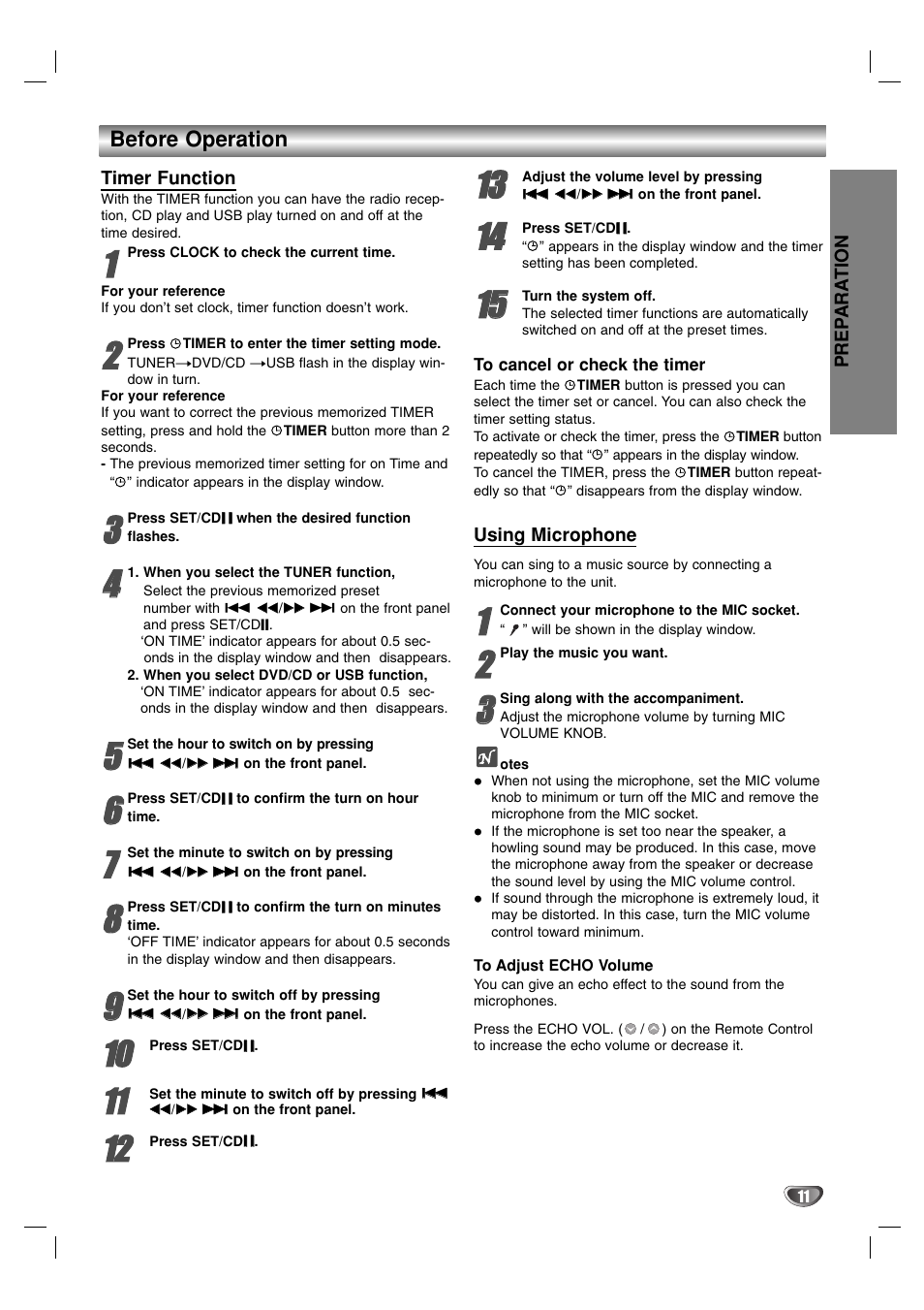 Before operation | LG LF-D7150 User Manual | Page 11 / 28