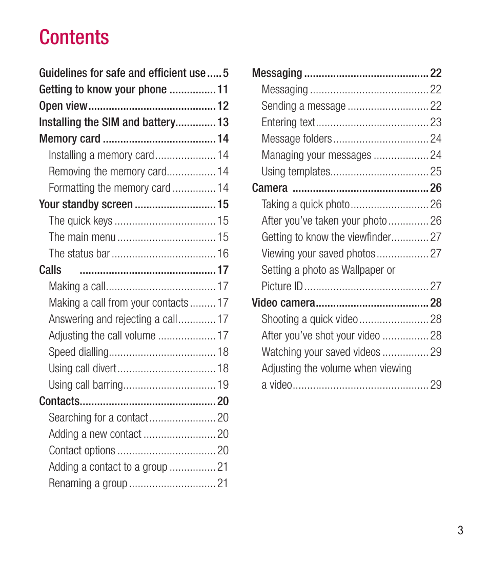 LG BL20 User Manual | Page 3 / 48