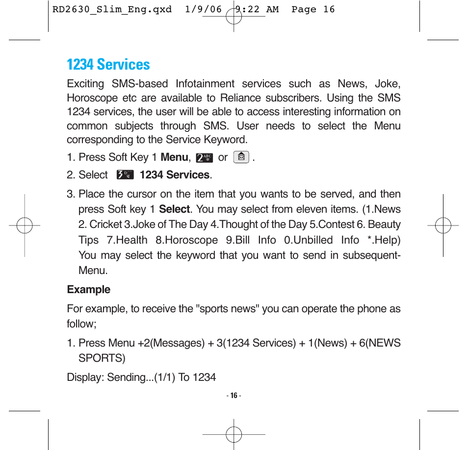 1234 services | LG -RD2630 User Manual | Page 18 / 68