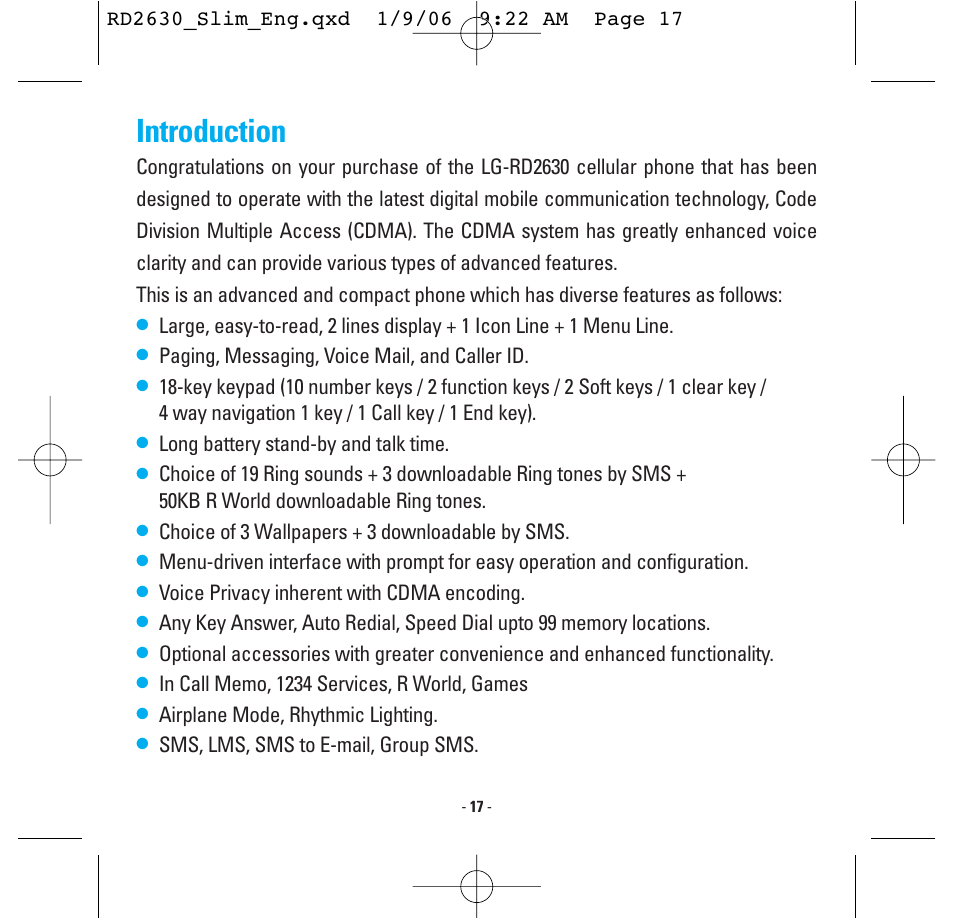 Introduction | LG -RD2630 User Manual | Page 19 / 68