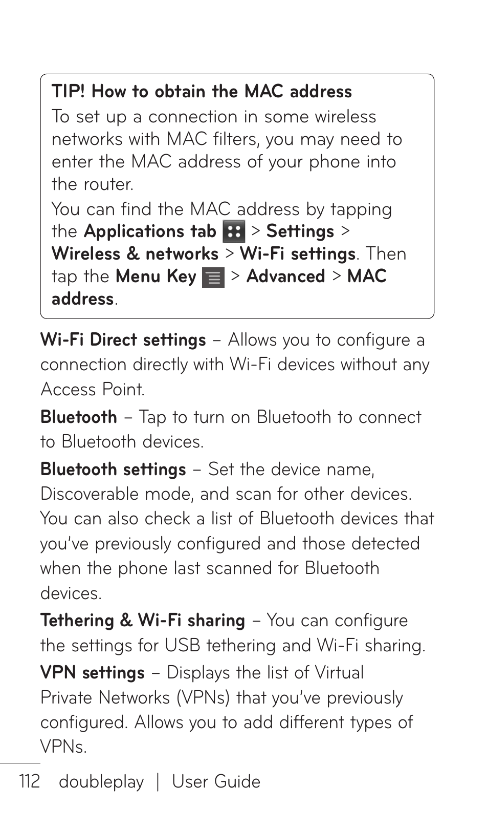 LG DOUBLEPLAY MFL67441301 User Manual | Page 112 / 196