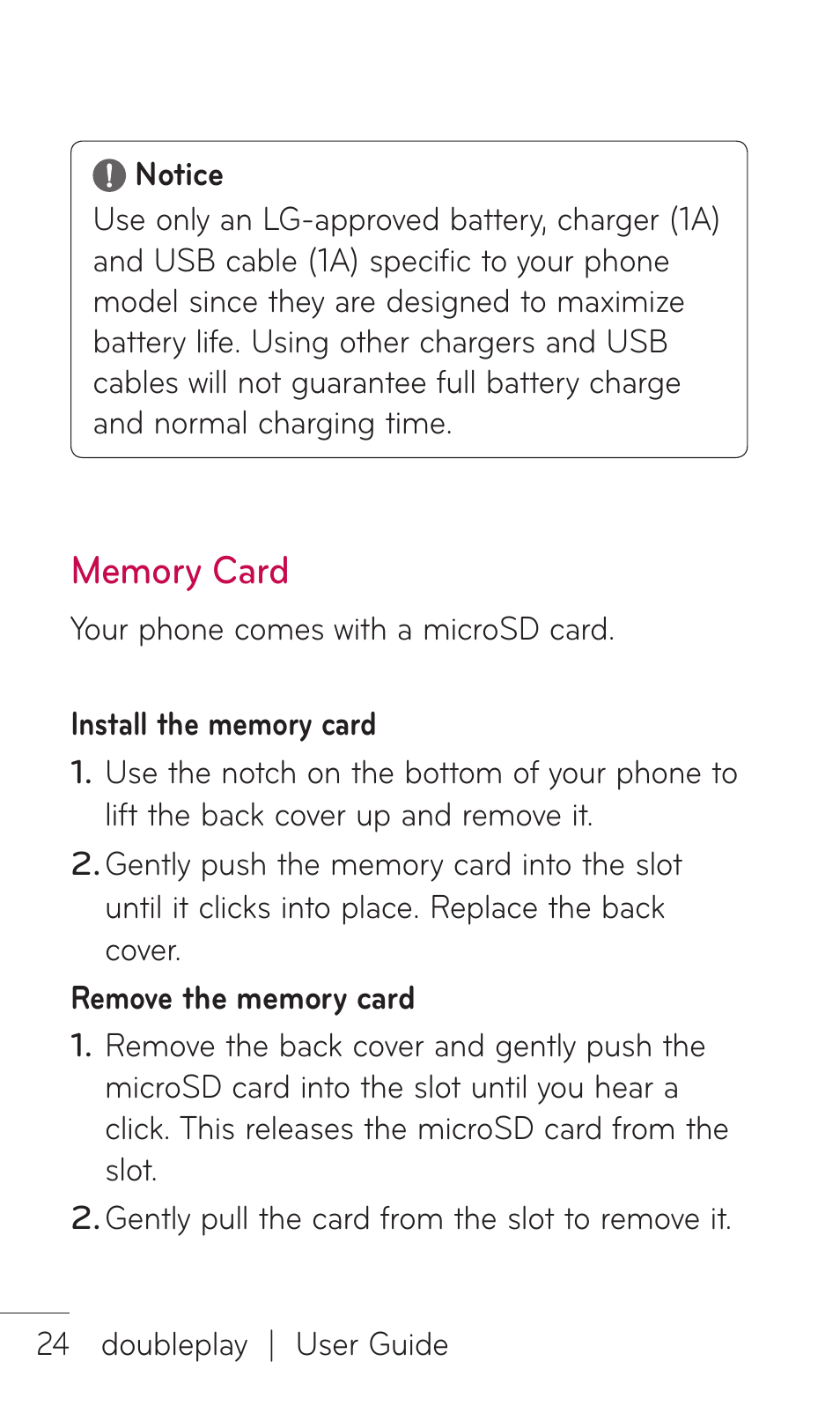 Memory card | LG DOUBLEPLAY MFL67441301 User Manual | Page 24 / 196