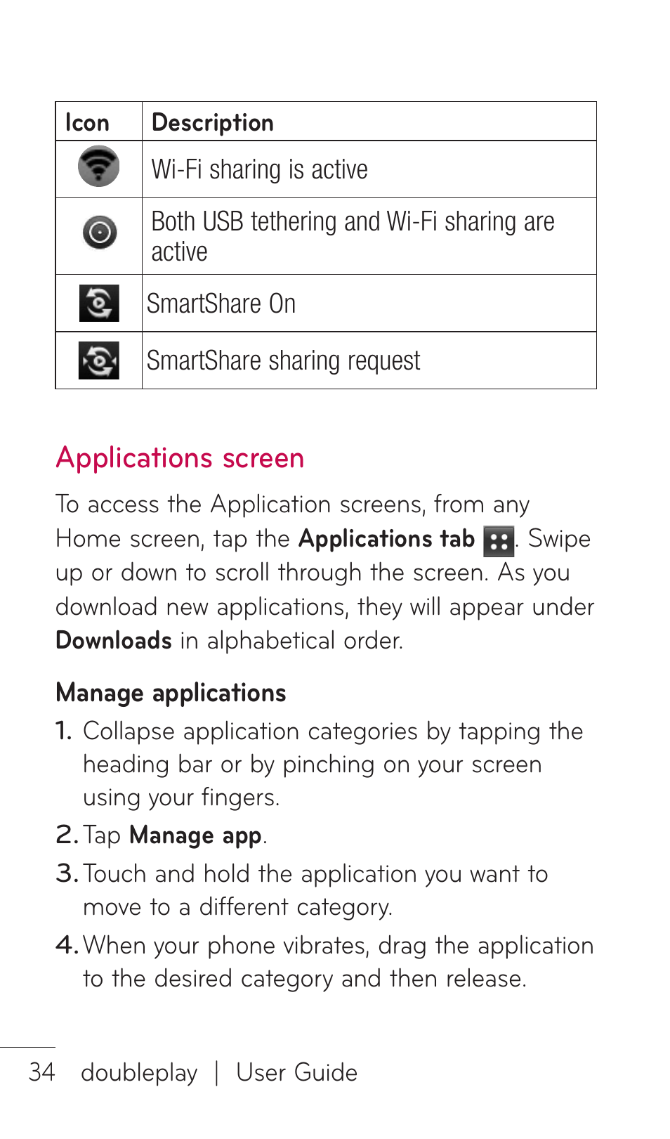 Applications screen | LG DOUBLEPLAY MFL67441301 User Manual | Page 34 / 196