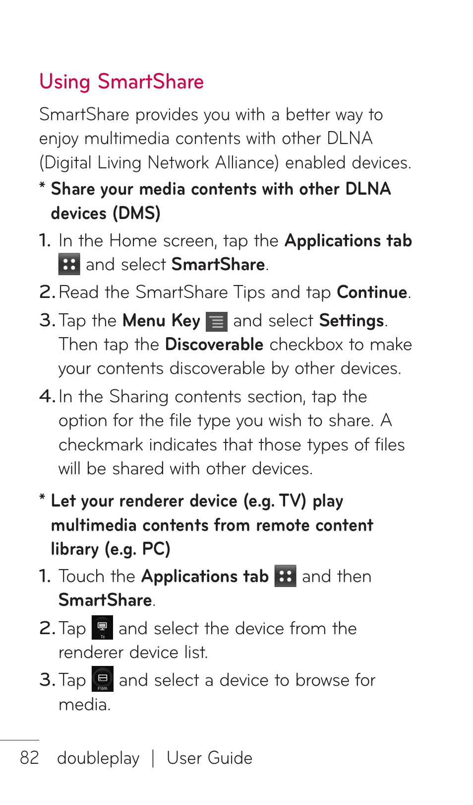 Using smartshare | LG DOUBLEPLAY MFL67441301 User Manual | Page 82 / 196