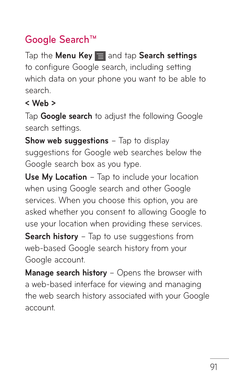 Google search | LG DOUBLEPLAY MFL67441301 User Manual | Page 91 / 196