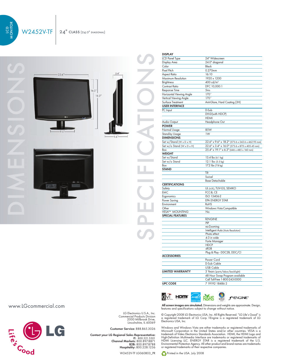 LG W2452V-TF User Manual | Page 2 / 2