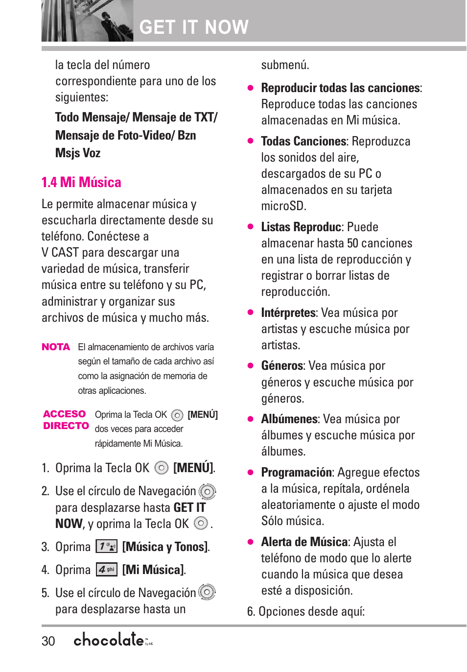 4 mi música, Get it now | LG Chocolate User Manual | Page 155 / 262