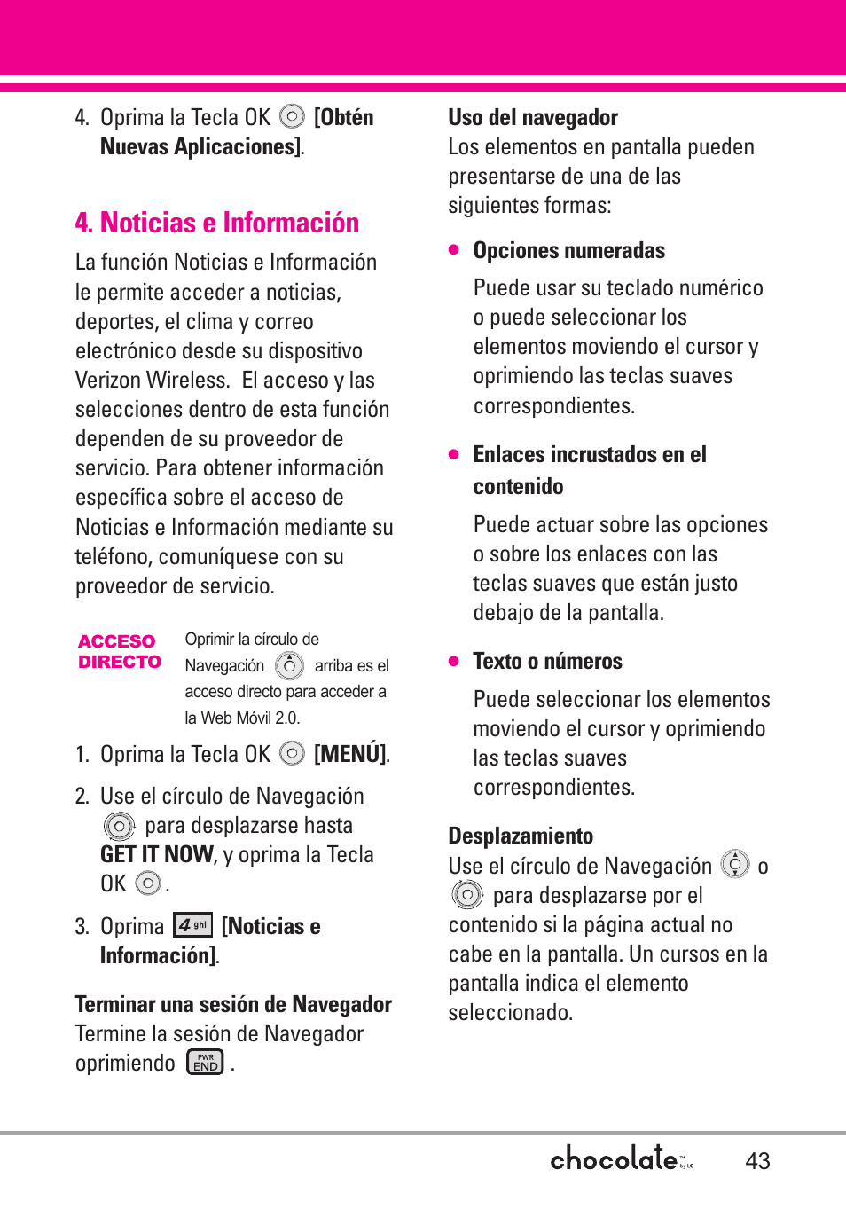 Noticias e información | LG Chocolate User Manual | Page 168 / 262