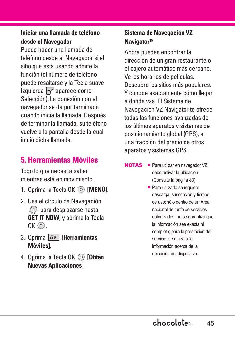 Herramientas móviles | LG Chocolate User Manual | Page 170 / 262