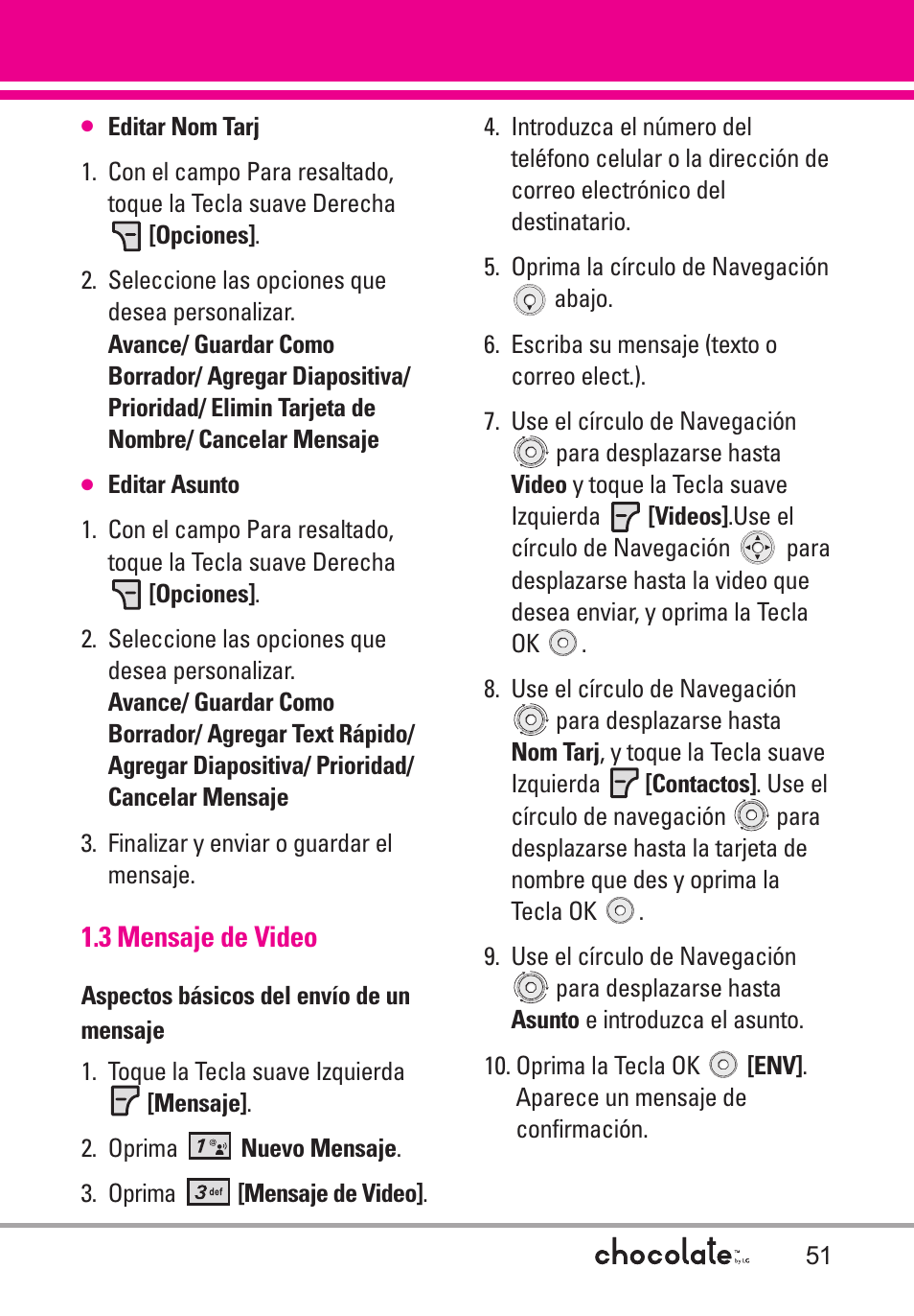 3 mensaje de video | LG Chocolate User Manual | Page 176 / 262