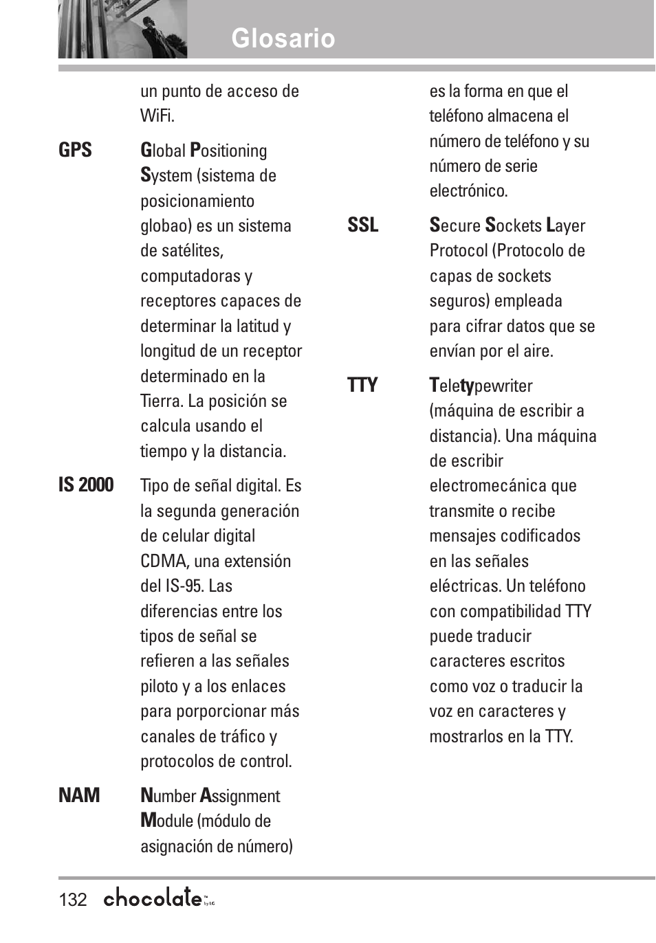 Glosario | LG Chocolate User Manual | Page 257 / 262