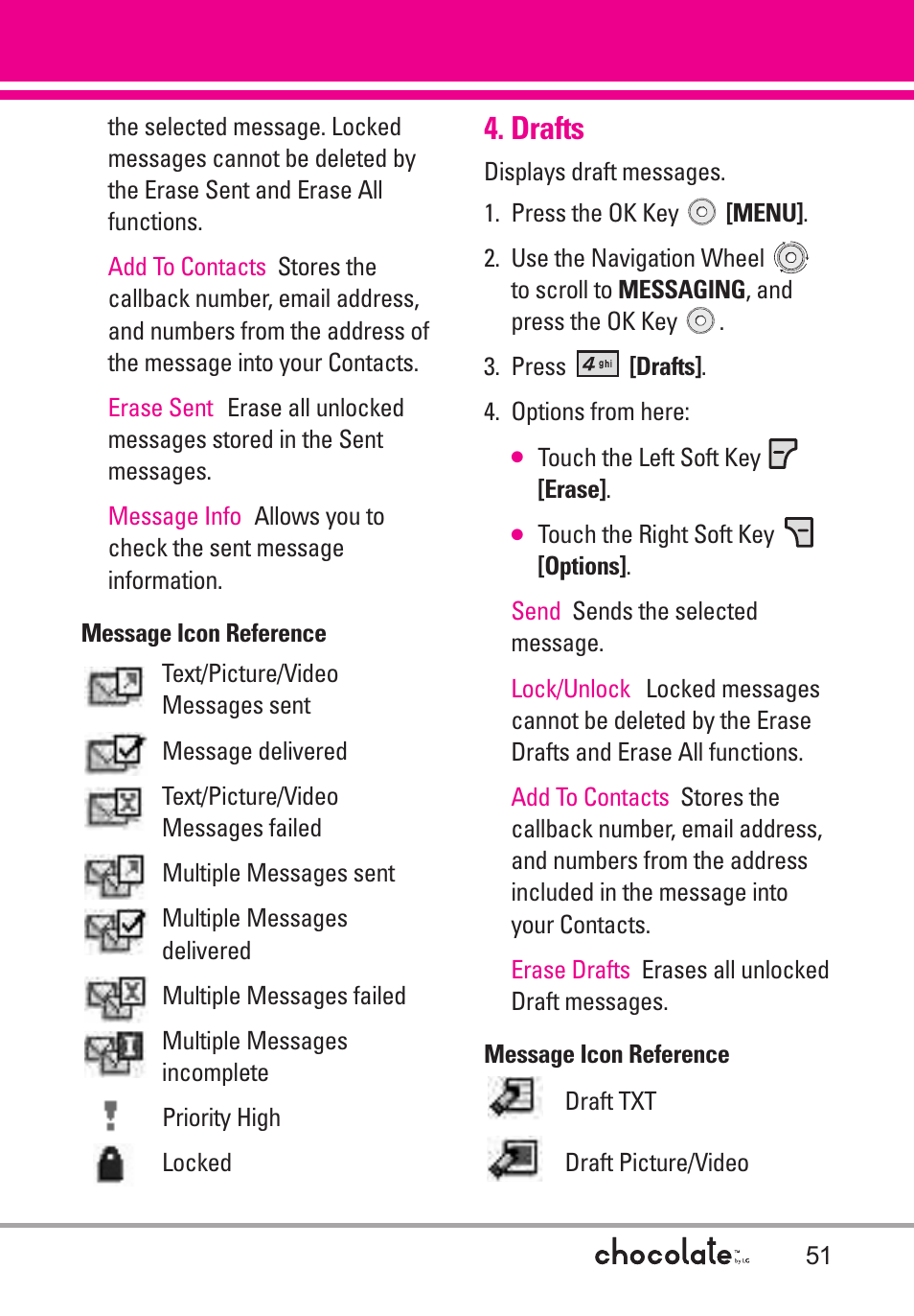 Drafts | LG Chocolate User Manual | Page 53 / 262