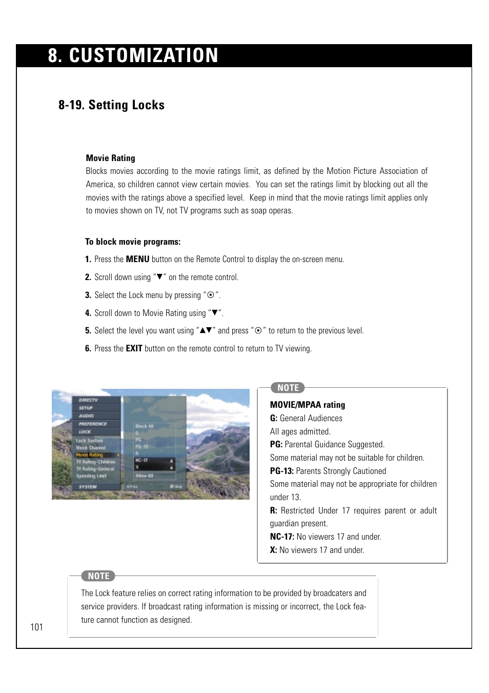 Customization, 19. setting locks | LG LSS-3200A User Manual | Page 102 / 123