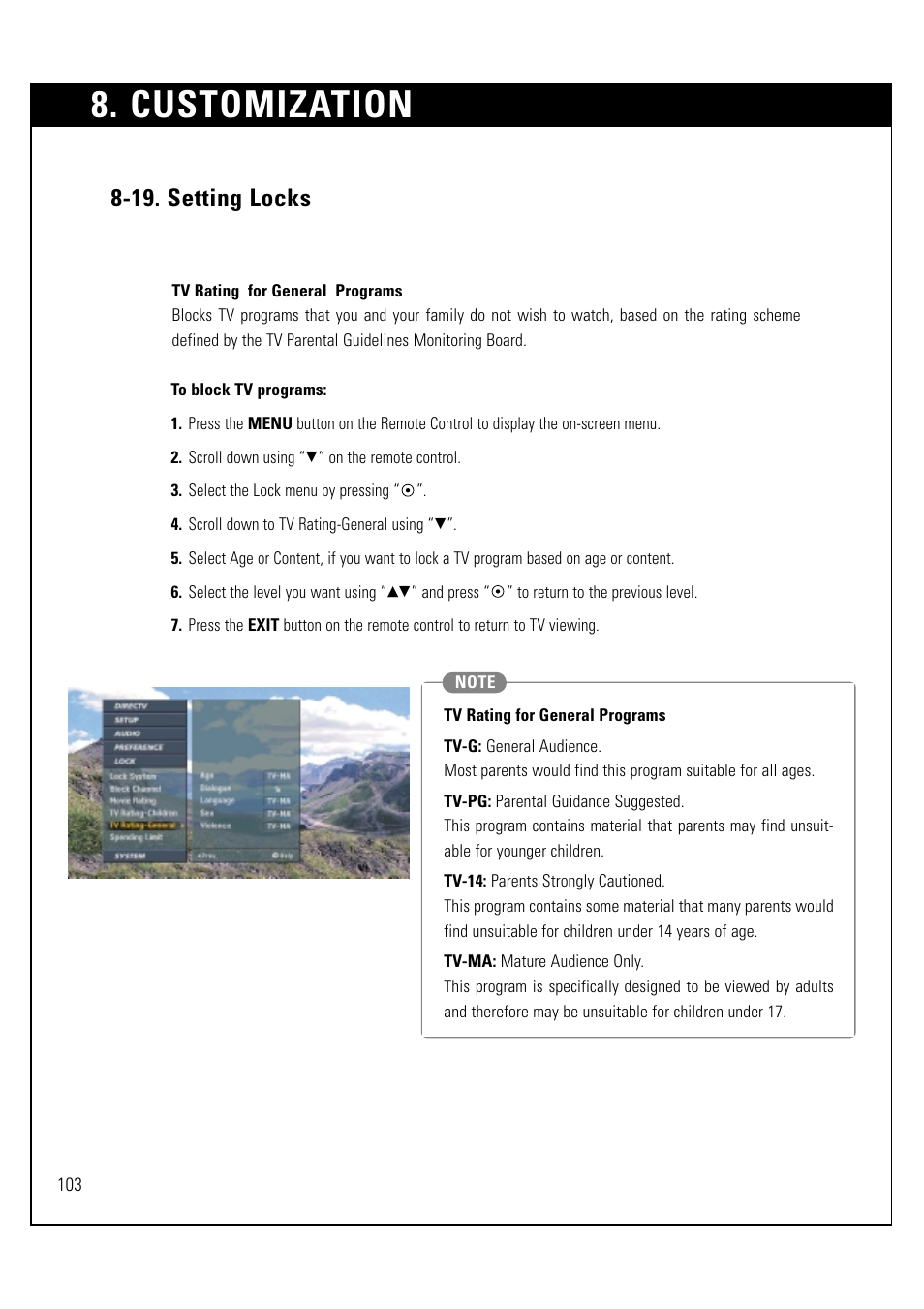 Customization, 19. setting locks | LG LSS-3200A User Manual | Page 104 / 123