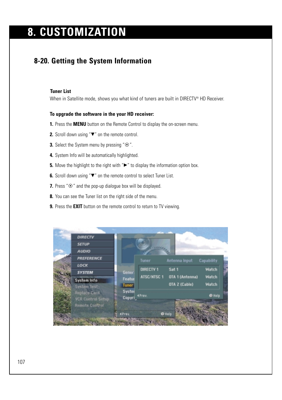 Customization, 20. getting the system information | LG LSS-3200A User Manual | Page 108 / 123