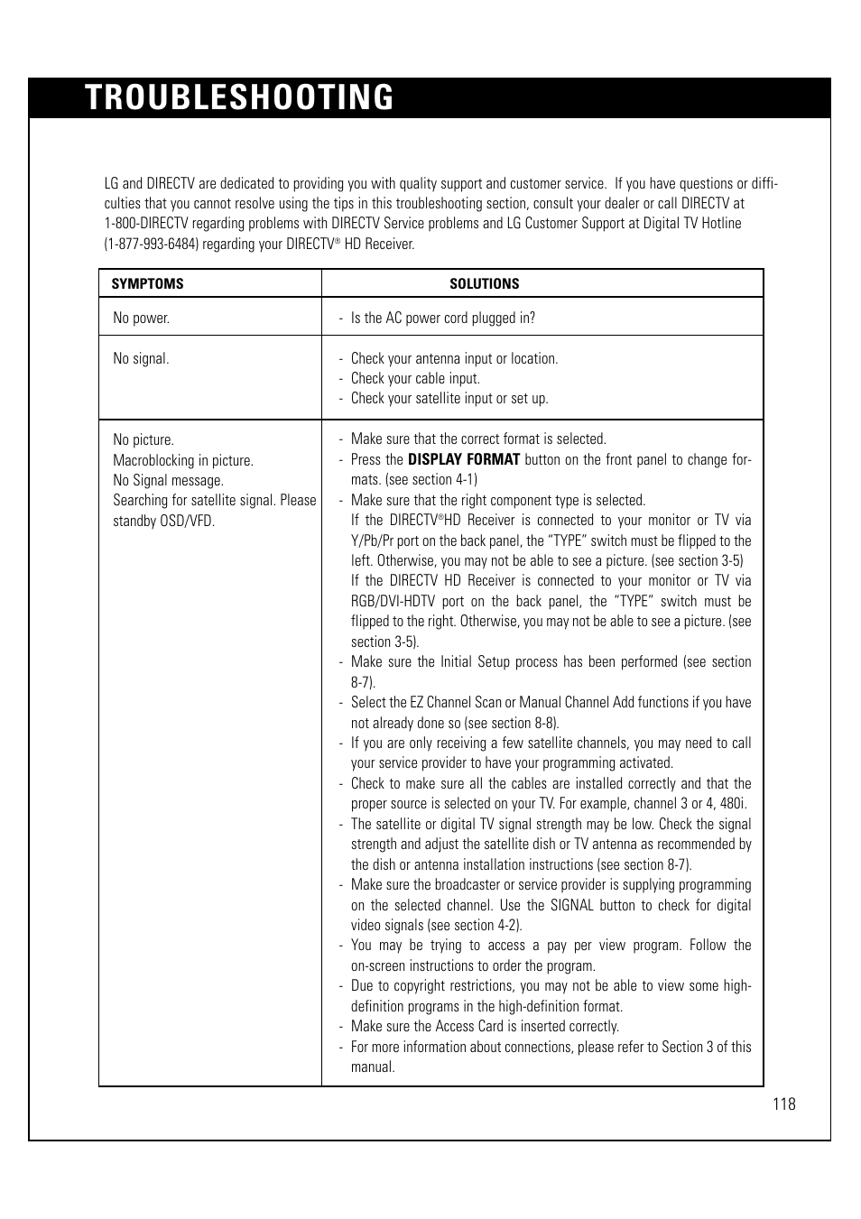 Troubleshooting | LG LSS-3200A User Manual | Page 119 / 123